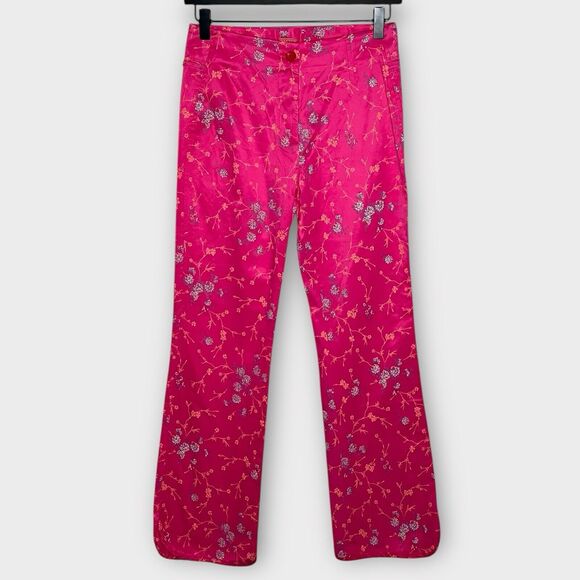 NWT OILILY Womens Vintage Floral Satin Pants Size 36 Spring vibrant Pink XS/S - Picture 1 of 7